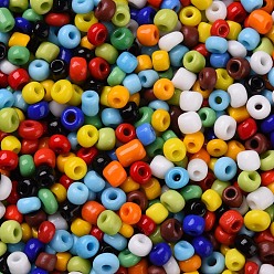 Mixed Color Glass Seed Beads, Opaque Colours Seed, Small Craft Beads for DIY Jewelry Making, Round, Mixed Color, 3mm, Hole:1mm, about 10000pcs/pound