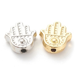 Mixed Color Rack Plating Alloy Beads, Lead Free & Cadmium Free, Long-Lasting Plated, Hamsa Hand/Hand of Miriam, Mixed Color, 11x10x3.5mm, Hole: 1.5mm