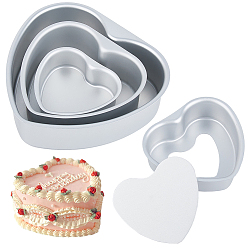 Платина 3 сумки 3 формы для торта в форме сердца из алюминиевого сплава, инструмент для выпечки своими руками, платина, 100~192x109~203x32~57 мм, 1 сумка / стиль