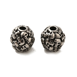316 Surgical Stainless Steel Ретро Rondelle череп 316 из нержавеющей стали европейские большие шарики отверстия, 10x10 мм, отверстие : 2.5 мм