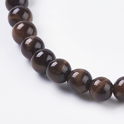 Tiger Eye Natural Red Tiger Eye Beads Strands, Round, Dyed & Heated, 4mm, Hole: 0.8mm, about 45pcs/strand, 8 inch