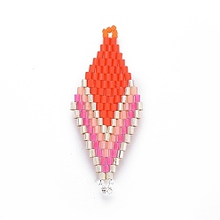 Темно-Оранжевый Японский бисер miyuki & toho ручной работы ссылки, Ткацкий станок, ромб, темно-оранжевый, 44.6~45.2x17.8~18.6x1.6~1.7 мм, отверстие : 1.4~1.6 мм