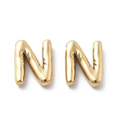 Letter N 304 подвески из нержавеющей стали, реальный 14 k позолоченный, ионное покрытие (ip), шарм-буква, Письмо N, 19.5x15x4.5 мм, отверстие : 2 мм
