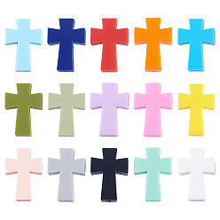 (52) Непрозрачная лаванда 30шт. 15 виды, экологически чистые силиконовые бусины пищевого качества, разноцветные, 30~35x21~25x7.5~8.5 мм, отверстие: 2.4~.5мм, 2 шт / стили