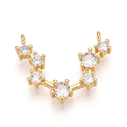 Стрелец Латунные микро проложить кубического циркония подвески, обереги двенадцати созвездий, долговечный, без никеля , реальный 18 k позолоченный, Стрелец, 16x20x3 мм, отверстие : 1.2 мм