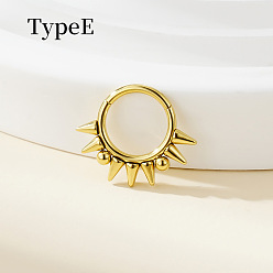 Золотой 316 хирургические кольца для носа из нержавеющей стали с шипами, конус, золотые, 10 мм, штифты : 1.2 мм