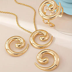 Золотой Комплект из ожерелья с подвеской из сплава Vortex, сережек-гвоздиков и браслета-манжеты, золотые, 500 мм