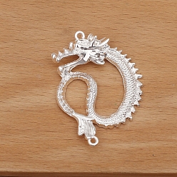 Платина Сплав дракона соединительные подвески для самодельных ювелирных аксессуаров, платина, 44x32 мм