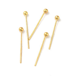 Настоящее золото 18K 304 штыри для шариковой головки из нержавеющей стали, реальный 18 k позолоченный, 16.5x0.5 мм, Руководитель: 2 mm