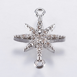 Платина Латунные микро проложить кубических ссылки циркония, без свинца и без кадмия, звезда, платина, 16x12x2 мм, отверстие : 1 мм