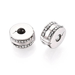 Платина Европейские бусины, сплав, стразы , бусины с большим отверстием, плоско-круглые, платина, 10.5~11x6 мм, отверстие : 3~3.5 мм