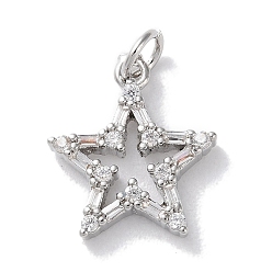 Платина Стойка металлическая латунная микропрофилированная кубическая циркония подвески, долговечный, без свинца и без кадмия, звезда, платина, 16.5x14x2.7 мм, отверстие : 3.4 мм