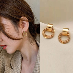 Ring Alloy Stud Earrings for Women, with 925 Sterling Silver Pin, Ring, 10mm