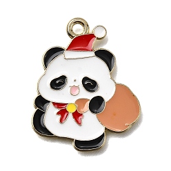 Панда Подвески из эмали и сплава, золотые, Рождественская серия, панда, 24x20.5x1 мм, отверстие : 1.8 мм