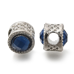 Платина Стойки покрытие сплава европейские шарики, со стеклом, без свинца и без кадмия, бусины с большим отверстием, плоско-круглые, платина, 11.5x11.5 мм, отверстие : 5 мм