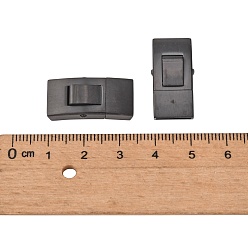 Electrophoresis Black 304 Stainless Steel Bayonet Clasps, Rectangle, Electrophoresis Black, 25x13mm, Hole: 10x3mm