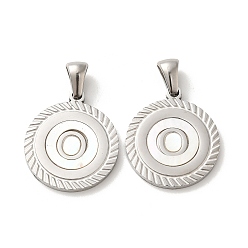 Letter O 304 подвески из нержавеющей стали, плоские круглые подвески-ракушки с буквой, цвет нержавеющей стали, Письмо O, 20.5x17.5x1.5 мм, отверстие : 2.5x4.5 мм