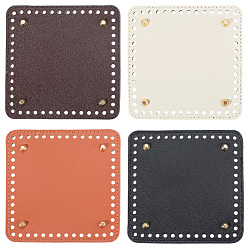 (52) Непрозрачная лаванда 4 шт. 4 цвета дна сумок из искусственной кожи, квадратный, для самостоятельного изготовления вязаной крючком сумки, золотые, разноцветные, 148x150x10 мм, отверстие : 5 мм, 1 шт / цвет