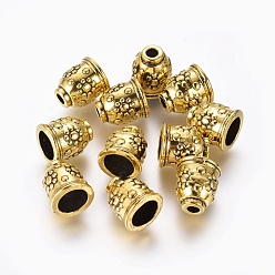 Античное Золото Тибетский стиль конечные сплава шнур шапки, без кадмия и без свинца, античное золото , 11x10 мм, отверстие : 3 мм, внутренний диаметр: 6.4 мм