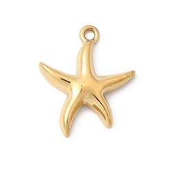 Морская звезда Подвески из нержавеющей стали 304, реальный 18 k позолоченный, ионное покрытие (ip), долговечный, очарование морской звезды, 13.5x11.5x2.5 мм, отверстие : 1 мм