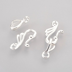 Silver Tibetan Style Hook and Eye Clasps, Lead Free and Cadmium Free, about 12mm wide, 25mm long, Bar: 16mm long, hole: 3mm, LF1157Y, Silver Color Plated