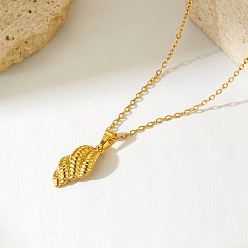 Shell Shape 201 colliers pendentifs en acier inoxydable pour femmes, réel 18 k plaqué or, forme coquille, 15.75 pouce (40 cm)