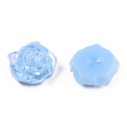 Cornflower Blue Opaque ABS Plastic Cabochons, AB Color Plated, Rose, Cornflower Blue, 18x17x6.5mm