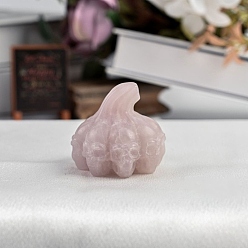Розовый Кварц Тема хэллоуина натуральный розовый кварц тыква скульптура украшения, 30~40 мм