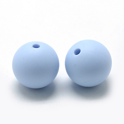 Light Steel Blue Food Grade Eco-Friendly Silicone Beads, Chewing Beads For Teethers, DIY Nursing Necklaces Making, Round, Light Steel Blue, 8~10mm, Hole: 1~2mm
