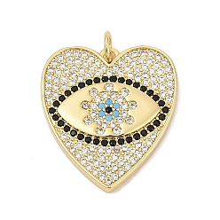 Настоящее золото 18K Латунные микро проложить кубического циркония подвески, сердце прелести, стойки покрытие, без кадмия и без свинца, долговечный, реальный 18 k позолоченный, 23.5x21x2.5 мм, отверстие : 3.3 мм
