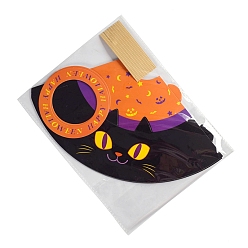 Оранжевый Тема Хэллоуина черный кот в шляпе ведьмы бумажные подарочные коробки с конфетами, оранжевые, 12.5x16.5 см, 10 шт / комплект