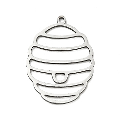 Stainless Steel Color 201 Stainless Steel Pendants, Honeycomb Charms, Cut-Out, Stainless Steel Color, 26.5x20x1mm, Hole: 1.4mm
