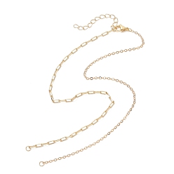 Золотой Изготовление ожерелья из латунной цепочки-скрепки, с 304 из нержавеющей стали Lobster Claw застежками, золотые, 17.72 дюйм (45 см)