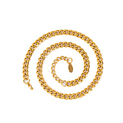 Настоящее золото 18K 304 из нержавеющей стали цепью кубинский ссылка ожерелья, реальный 18 k позолоченный, 15.75 дюйм (40 см)