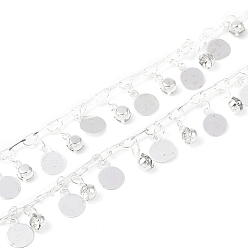 Серебро Цепочки ручной работы из латуни и страз, для ожерелья браслеты решений, долговечный, пайки, с катушкой, плоско-круглые, серебряные, 5x1x0.5 мм, около 16.40 футов (5 м) / рулон