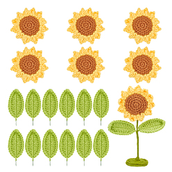 (52) Непрозрачная лаванда 18шт 2 стиль ручная вязка шерсть подсолнух и лист, Аксессуары для орнаментов, разноцветные, 59~85x30~80x10~30 мм