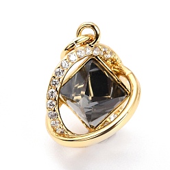 Настоящее золото 18K Латунные микро проложить кубического циркония подвески, долговечный, со стеклом, реальный 18 k позолоченный, 15x12.5x12 мм, отверстие : 3.6 мм