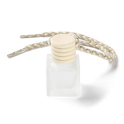 Cube Стеклянные флаконы для духов, освежитель воздуха, диффузор, бутылка, подвесной орнамент, с деревянный шарик, для украшения зеркала заднего вида автомобиля, кубические, 240 мм, Бутылка: 46x26.5x26.5 мм, емкость: 8 мл (0.27 жидких унций)