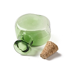 Lime Green Flat Round Miniature Glass Bottles, with Cork Stoppers, Empty Wishing Bottles, for Dollhouse Accessories, Jewelry Making, Lime Green, 11.5x21x31mm