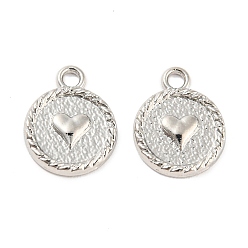 Платина Стойки подвески обшивки сплава, без кадмия, без никеля и без свинца, плоско-круглые с сердцем, платина, 15x12x2 мм, отверстие : 2 мм