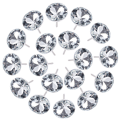 Clear Iron Map Pins, Drawing Push Pins, with Glass Rhinestone, for Photos Wall, Maps, Bulletin Board or Corkboards, Clear, 36x25mm, pin: 1.8mm