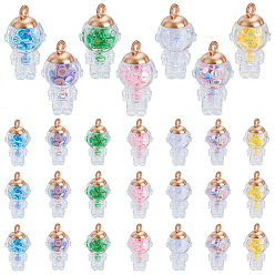 Human 56 шт 7 цвета стеклянные подвески, с блеском, астронавт, 27x15x13.5 мм, отверстие : 2.5 мм, 56 шт