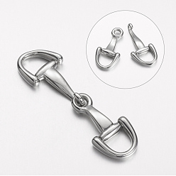 Stainless Steel Color Tarnish Resistant 304 Stainless Steel Hook Clasps, Stainless Steel Color, 62.5x17x4mm, Hole: 8x9mm