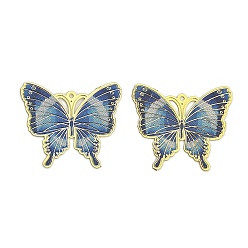 Light Gold Латунь эмаль подвески, бабочки прелести, без кадмия, без никеля и без свинца, золотой свет, 19x22x0.3 мм, отверстие : 0.9 мм