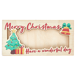 Средний Аквамарин Деревянный прямоугольный держатель для денег на рождественскую тематику, держатель фестивальных денег, средний аквамарин, 90x180x11.5 мм