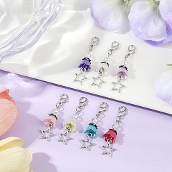 (52) Непрозрачная лаванда Подвеска в виде звезды из цветочного АБС-пластика и жемчуга, Сплав с застежками когтя омара, разноцветные, 47 мм