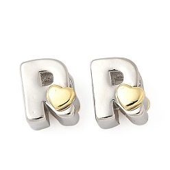 Letter R Латунные бусины, без кадмия и без свинца, платиной и золотом, Буква R, 11x8.5x7.5 мм, отверстие : 5x4 мм