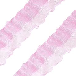 Pink Spitzenbesatz aus Polyester, gesticktes florales Spitzenband, zum Nähen oder Basteln, rosa, 44 mm, über 20 Yard/Karte (18.28 m/Karte)