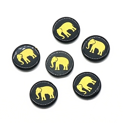 Обсидиан Украшения из натурального черного обсидиана, энергетический камень рейки фэн-шуй украшение, плоские круглые с рисунком слона, 25x6 мм