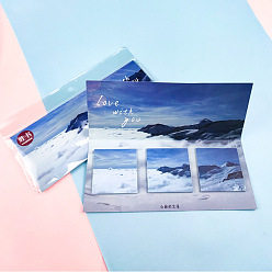 Белый Квадрат с блокнотом для заметок с рисунком пейзажа, наклейки с наклейками, для офисного школьного чтения, белые, 60x60 мм, 20 листы / стиль, 3 стили, 60 листы/книга